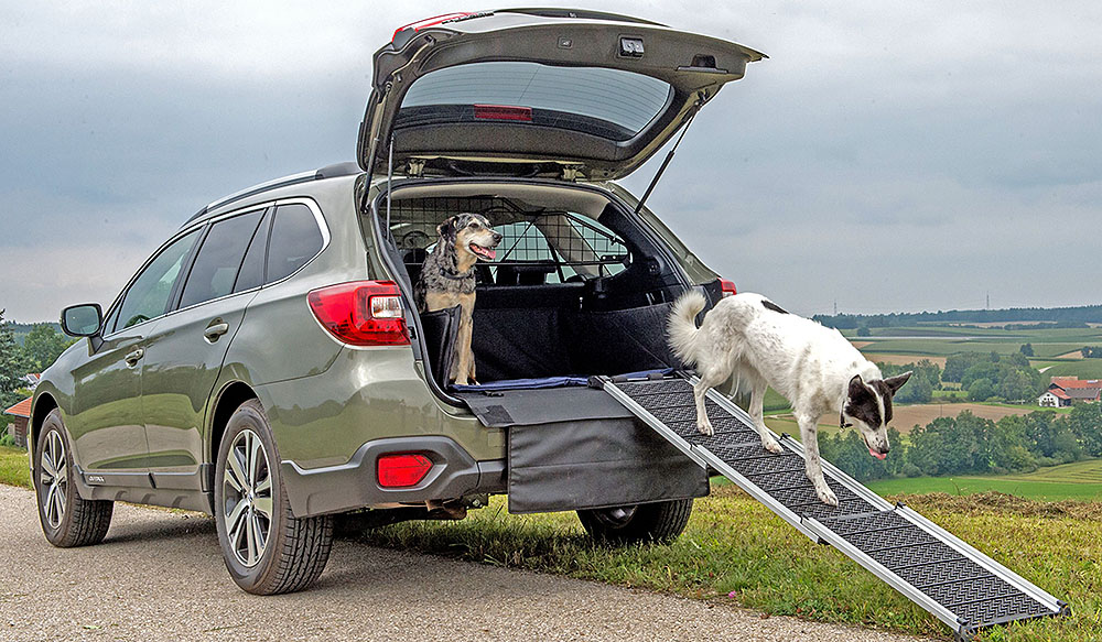 Wie kommt der Hund aus dem Auto? Kein Problem mit dieser Rampe. Foto: Subaru
