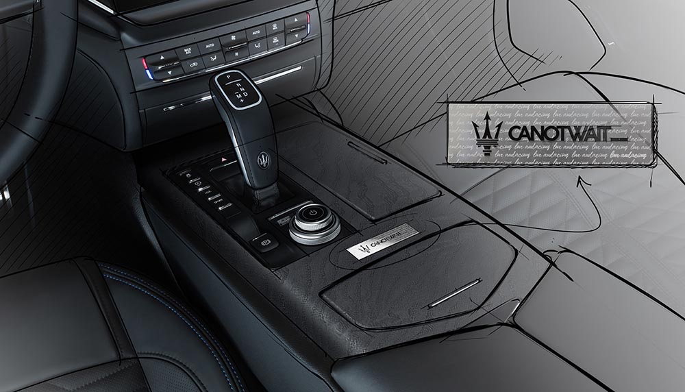 Ghibli Hybrid Love Audacious Mittelkonsole Rendering.