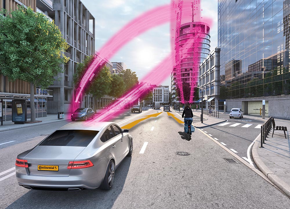 Die Telekom arbeitet mit Continental an der Vernetzung von Autos und Radfahrern.