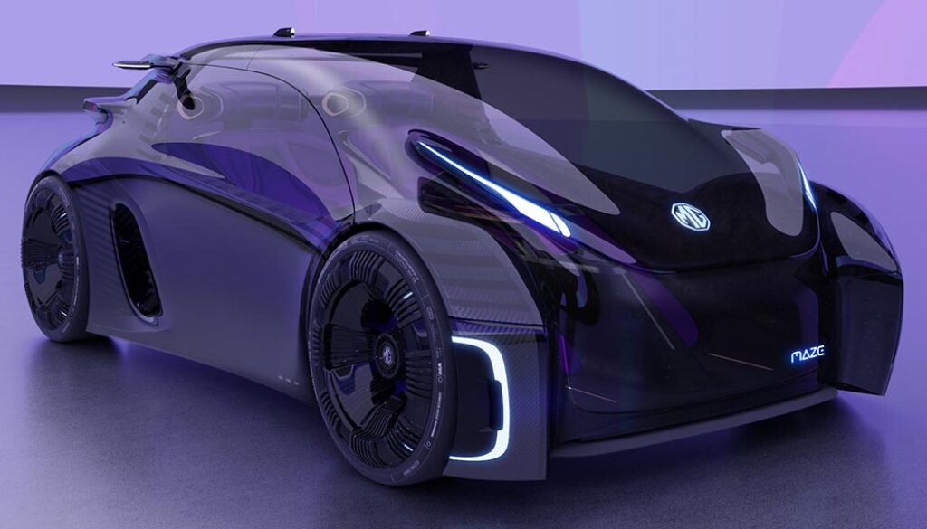 Mehr wie ein Auto kommt der ebenfalls futuristische MG Maze daher