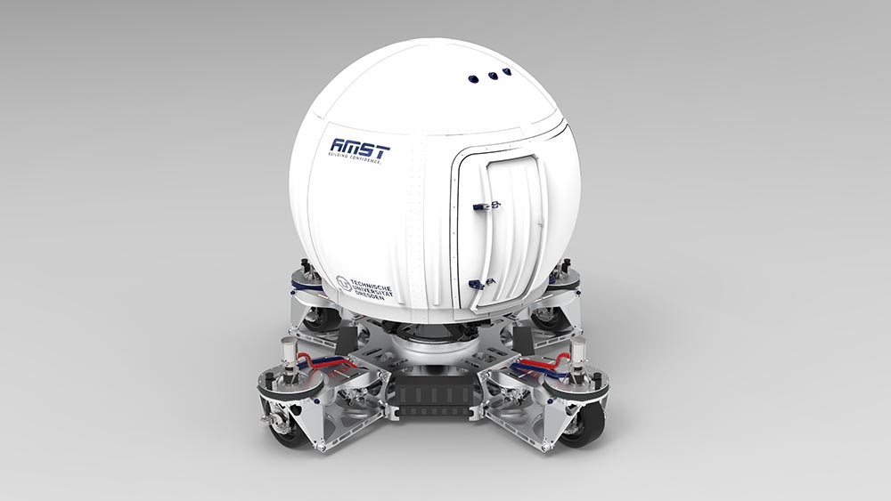 Auf einer Fläche fast so groß wie ein Fußballfeld kann der Fahrer den Simulator völlig frei bewegen.