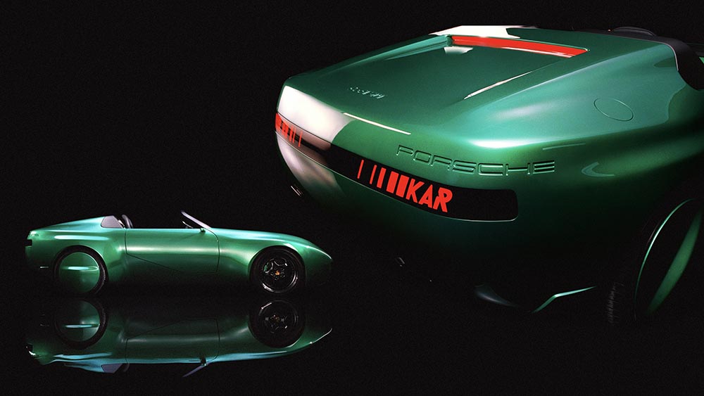 Die einstigen Klappscheinwerfer sind im KotflügelbL'Art hat dem 968 eine außergewöhnliche Speedster-Optik verpasst.