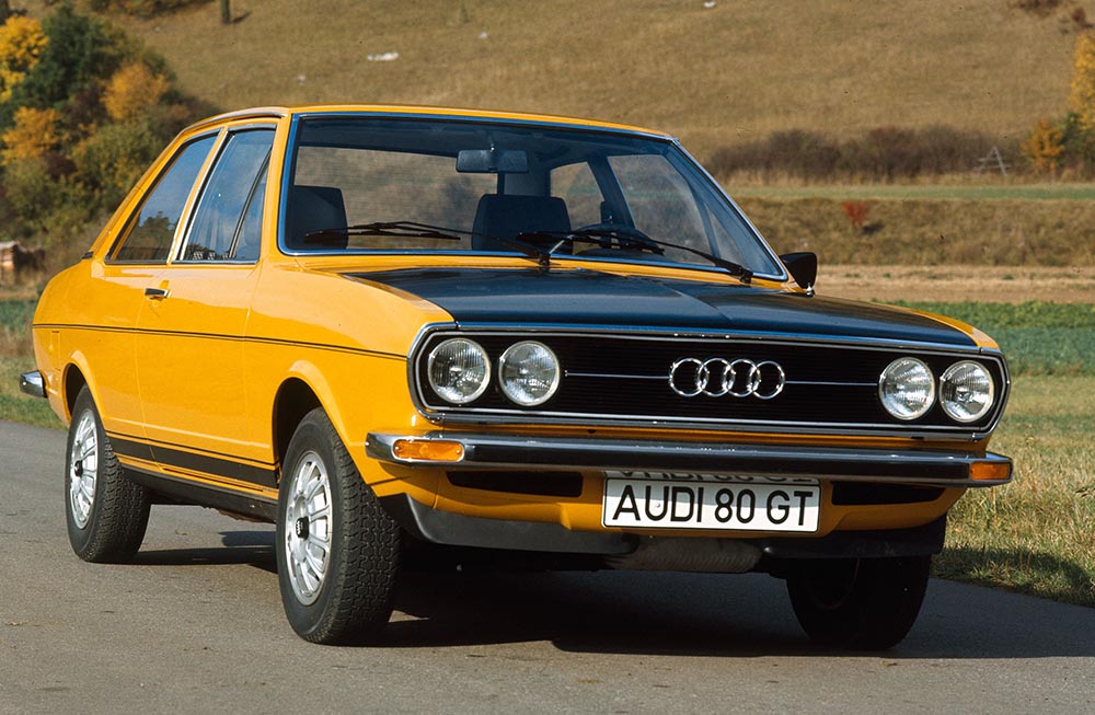 Mit dem zweitürigen Audi 80 GT ging 1973 ein erster Dynamiker in Serie.