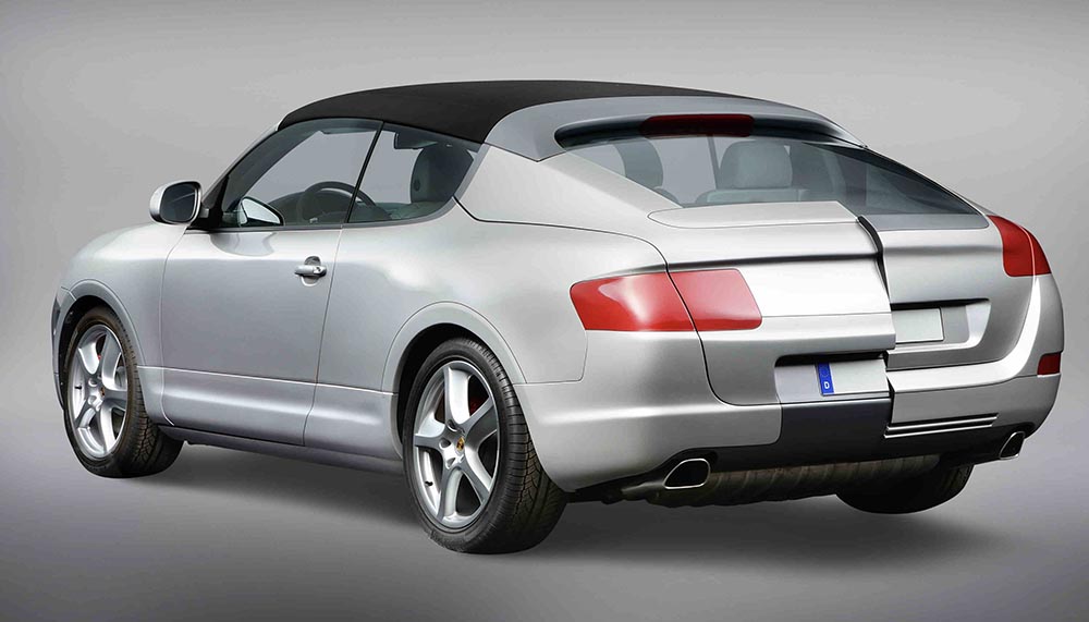 Kurios: Beim Cayenne Cabriolet wurden zwei unterschiedliche Heckdesign-Varianten umgesetzt.