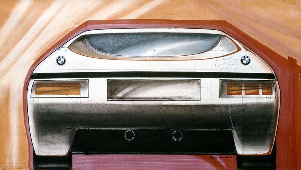 BMWs Turbo als Designstudie in einer Skizze aus dem Jahr 1972.