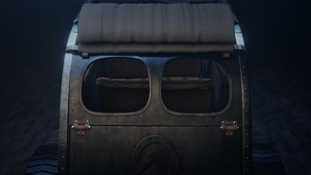 Das Karosseriedesign erinnert an die „Ente“ inklusive eines Rolldachs.