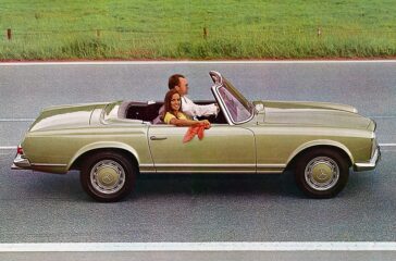 Mercedes-Benz 280 SL „Pagode“ der Baureihe W 113 (Produktionszeit 1963–1971). (Fotosignatur der Mercedes-Benz Classic Archive: 1998DIG413) Mercedes-Benz 280 SL “Pagoda”, model series W 113 (production period 1963-1971). (Photo signature in the Mercedes-Benz Classic archive: 1998DIG413)