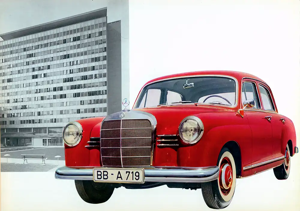 Die in moderne Pontonformen gekleideten Mercedes-Typen 180/190 parkten in den 1950ern vor den Villen von Fabrikanten und Freiberuflern.