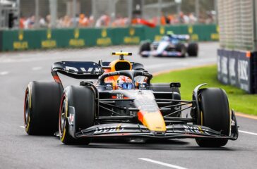MELBOURNE, AUSTRALIA - APRIL 9: Sergio Perez of Mexico drives the number 11 Oracle Red Bull Racing RB18 during practice at the 2022 Australian Grand Prix