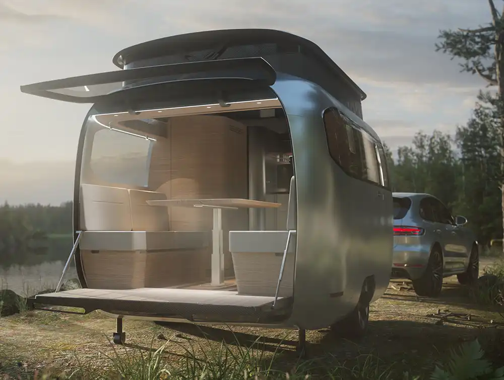 Die Rückseite das Airstream Cocnept lässt sich vollständig öffnen.