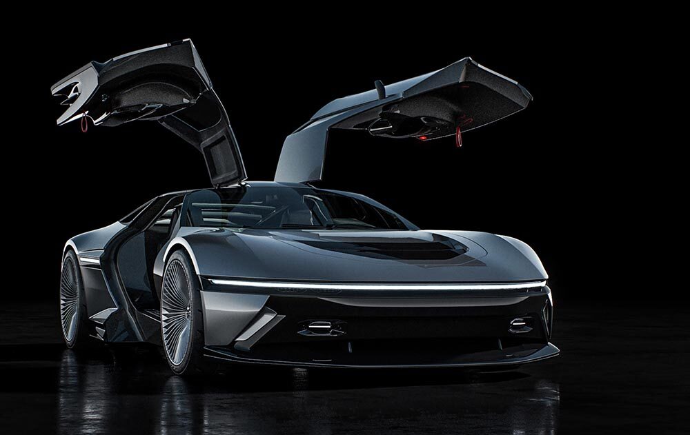 DeLorean bekommt eine zweite Chance. Hier der Entwurf Model-JZD, den die frisch gegründete Firma DNG Motors im September offiziell vorstellen will