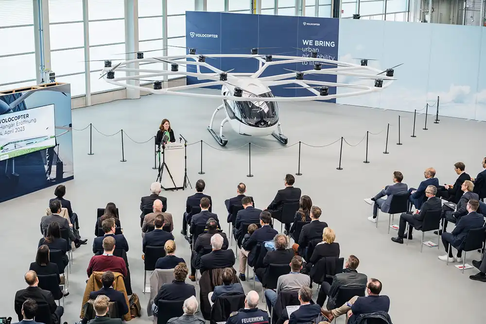 Eröffnungs-Event im Volocopter Hangar in Bruchsal.