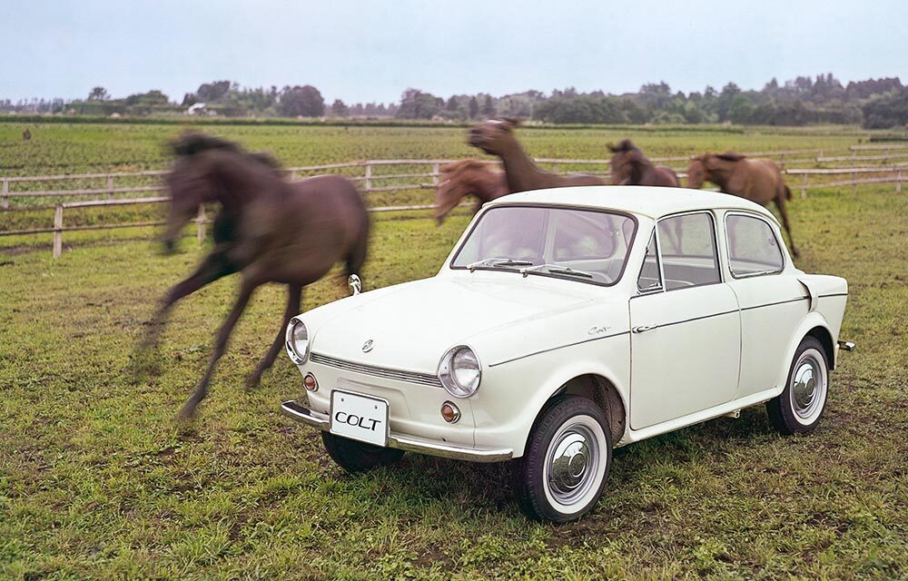 1962 startete der Serienanlauf der ersten Colt-Generation als zweitüriger Kleinwagen 600