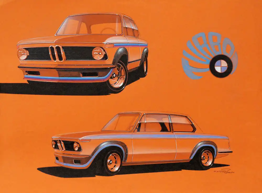 Der 2002 Turbo sicherte scih durch seine Speed-Insignien, teils in den typischen Blau-Violett-Tönen der gerade erst gegründeten BMW Motorsport GmbH, auf Anhieb einen Platz in Popkultur, Autoquartetts und Postern.