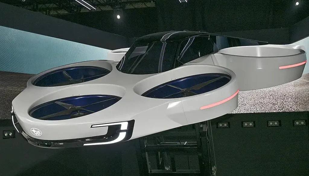 Auf der Heimatmesse in Tokio besinnt sich Subaru auf seine historischen Wurzeln als Flugzeugbauer und zeigt die Studie eines Flugzeugtaxis. Foto: Subaru