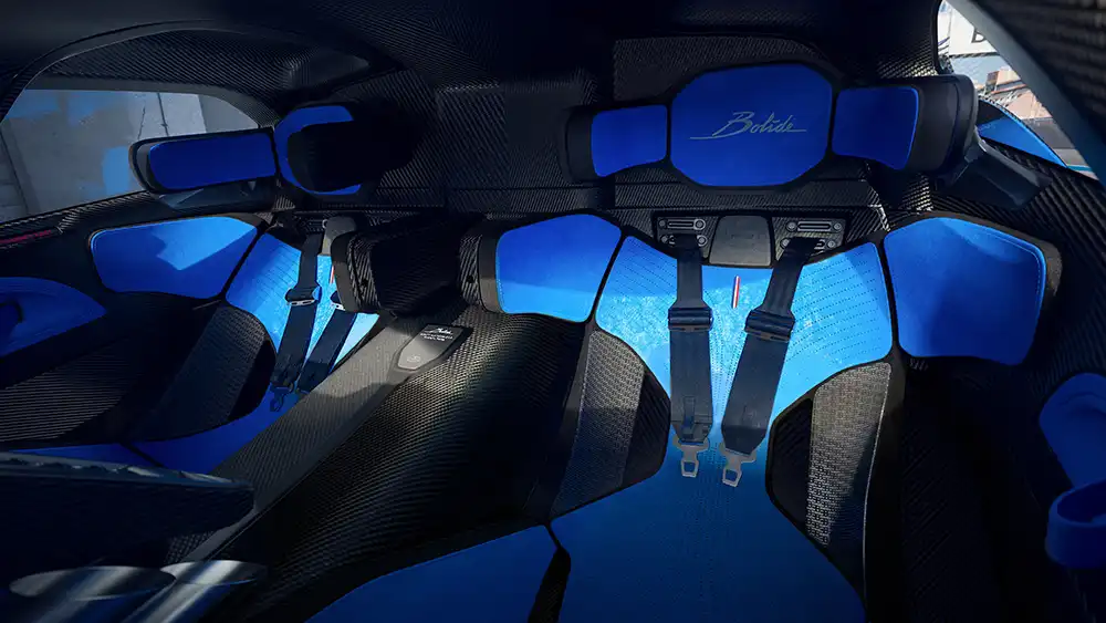 Die Multi-Pad-Sitze des Bugatti Bolide. 