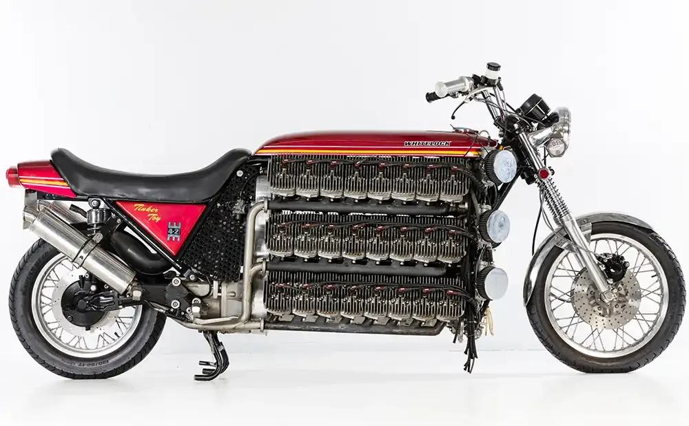 48 Zylinder in einem Motorrad? Der Eigenbau Tinker Toy zeigt, wie es geht. Foto: Bonhams