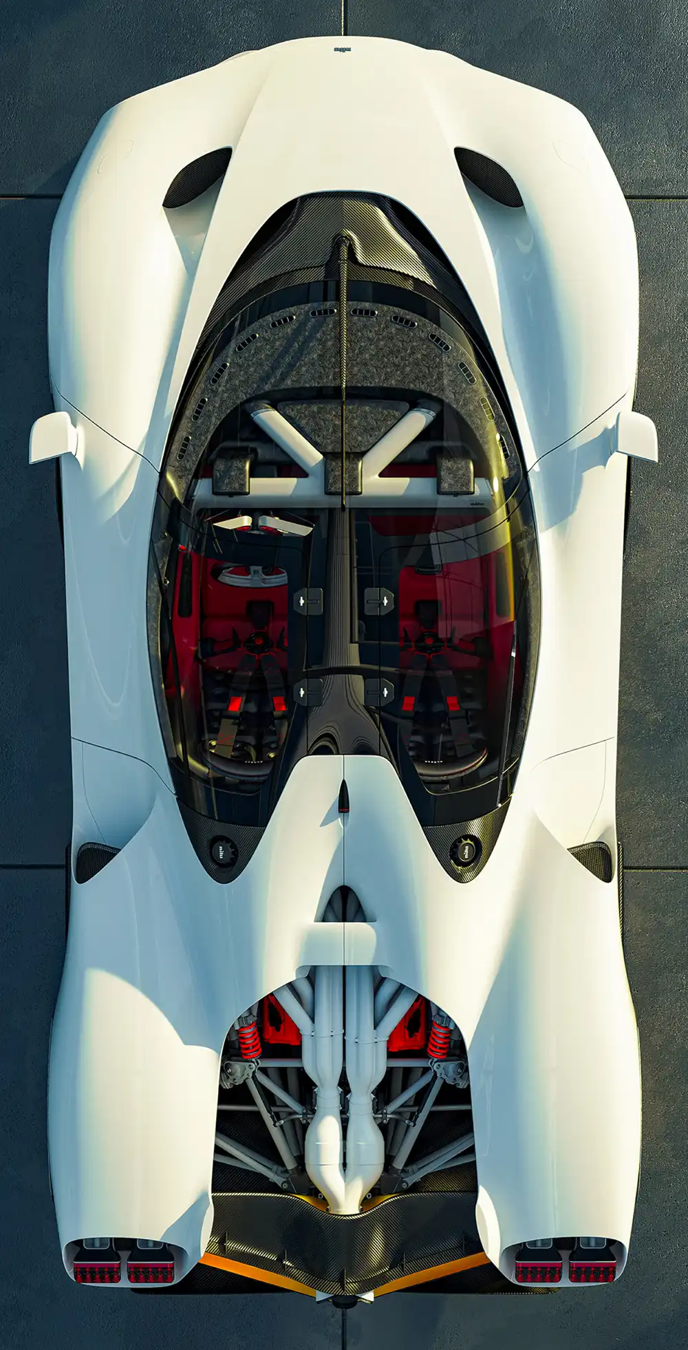 Die Fahrgastzelle vom Nilu27 Hypercar ist mit einer großflächigen Glaskuppel überdacht.