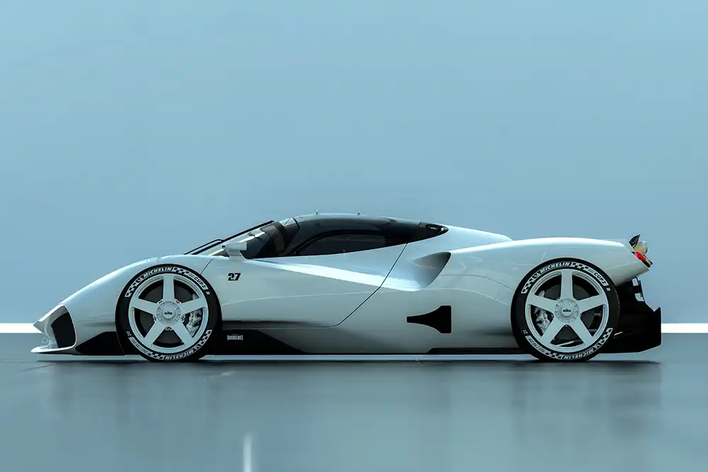 Vorne steht das Nilu27 Hypercar aus 20, hinten auf 21 Zoll großen Rädern.