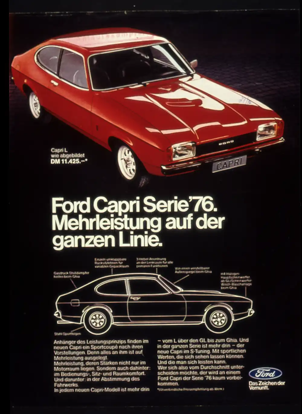 Konkurrenzlos preiswert – Der Capri II machte Sportfahrerträume bezahlbar. Foto: Ford