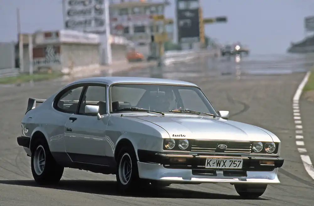 Turbo-Power für den Capri III – In nur acht Sekunden sprintete der schnellste Serien-Capri im Jahr 1981 auf Tempo 100. Foto: Ford