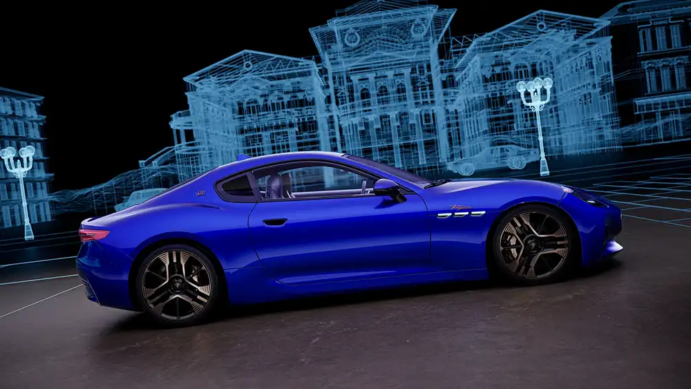 Maserati legt vom GranTurismo Folgore 110 Exemplare des "110 Anniversario" auf. 55 davon werden in Blu Inchiostro lackiert. Foto: Maserati