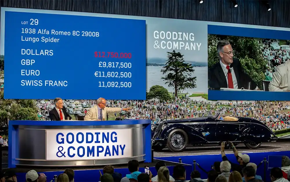 Auktion des Alfa Romeo 8C 2900B Lungo Spider. Foto: Gooding & Company