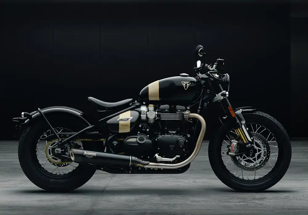 Die Bonneville Bobber bietet Triumph nun auch in einer umfangreich veredelten TFC-Version an. Foto: Triumph