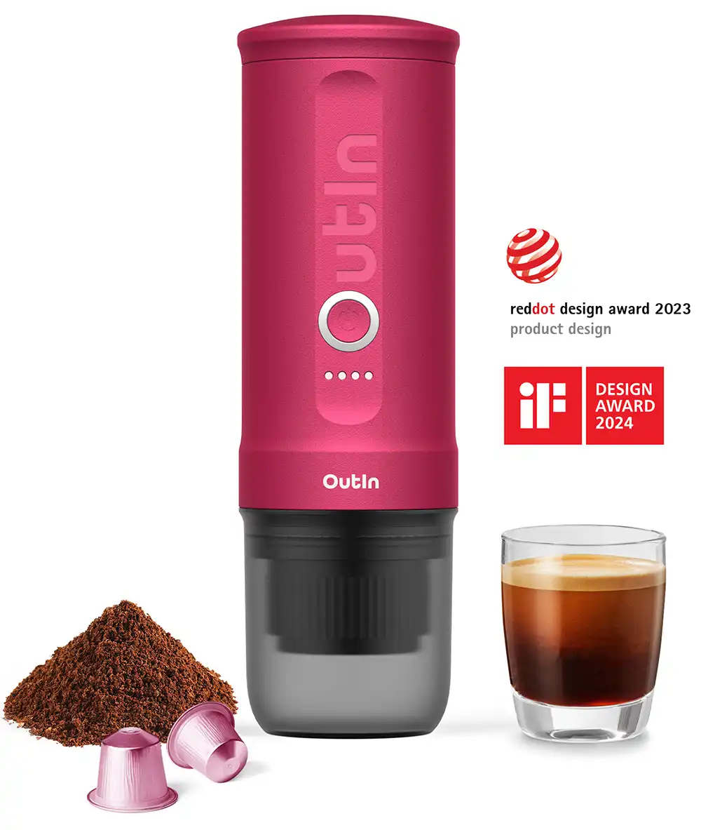 Die Mini-Espressomaschine Nano von OutIn arbeitet akkubetrieben. Foto: OutIn