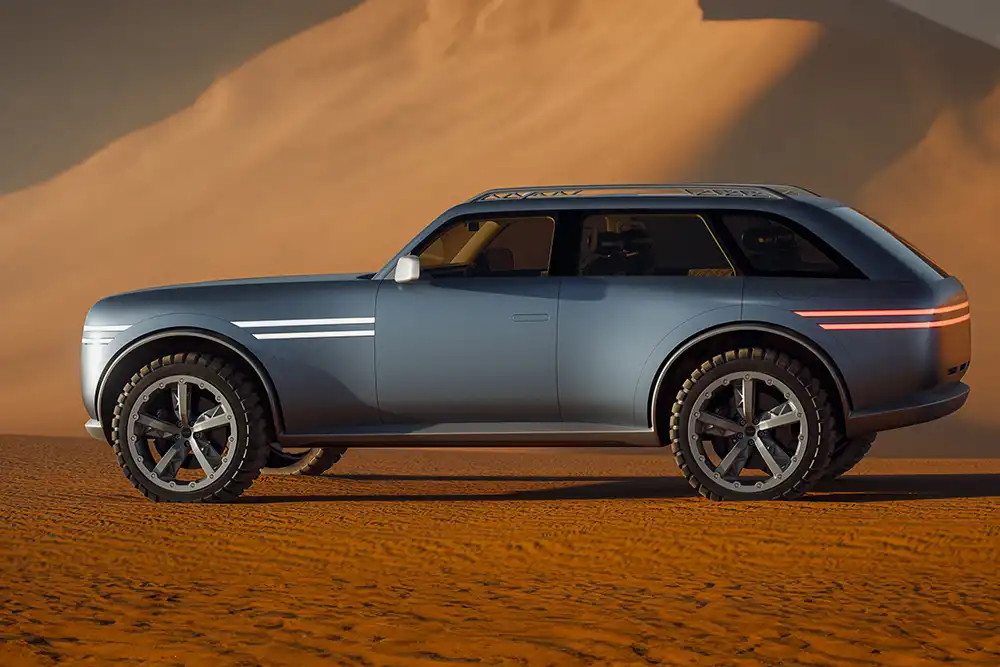 Der Equator bietet eine extralange Motorhaube und eine elegant angeschrägte Heckpartie. Foto Genesis