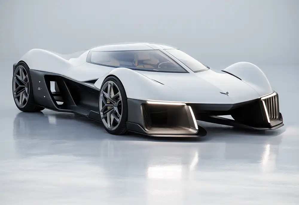 Chevrolet Corvette C9 Concept: Riesige Luftöffnungen prägen die Optik dieser Elektroflunder. Foto: General Motors