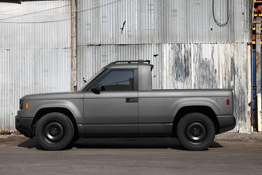 Das Design des Slate Elektro-Pick-up ist schlicht und funktional. Foto: Slate Auto