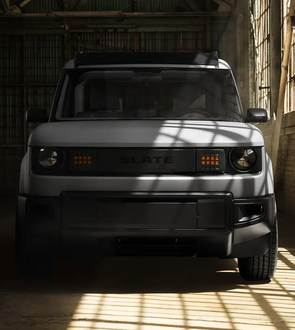 Das minimalistische Design hatDas minimalistische Design des Slate Elektro-Pick-up hat seinen Reiz. Foto: Slate Auto seinen Reiz. Foto: Slate Auto