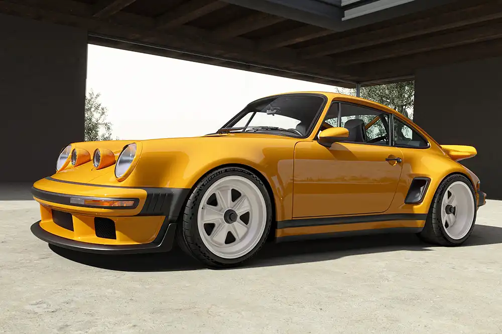 Die sportlichere Variante trägt einen feststehenden Heckflügel. Foto: Singer Vehicle Design