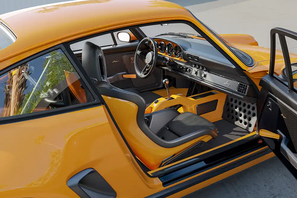 Auch im Innenraum geht es sehr sportlich zu. Foto: Singer Vehicle Design