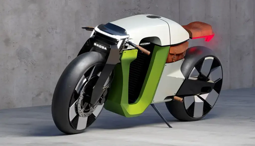 Mit dem Motorradkonzept Slavia B verweist Skoda auf seine Vergangenheit und Zukunft. Foto: Skoda