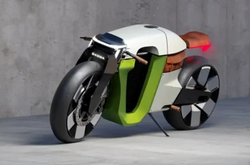 Mit dem Motorradkonzept Slavia B verweist Skoda auf seine Vergangenheit und Zukunft. Foto: Skoda