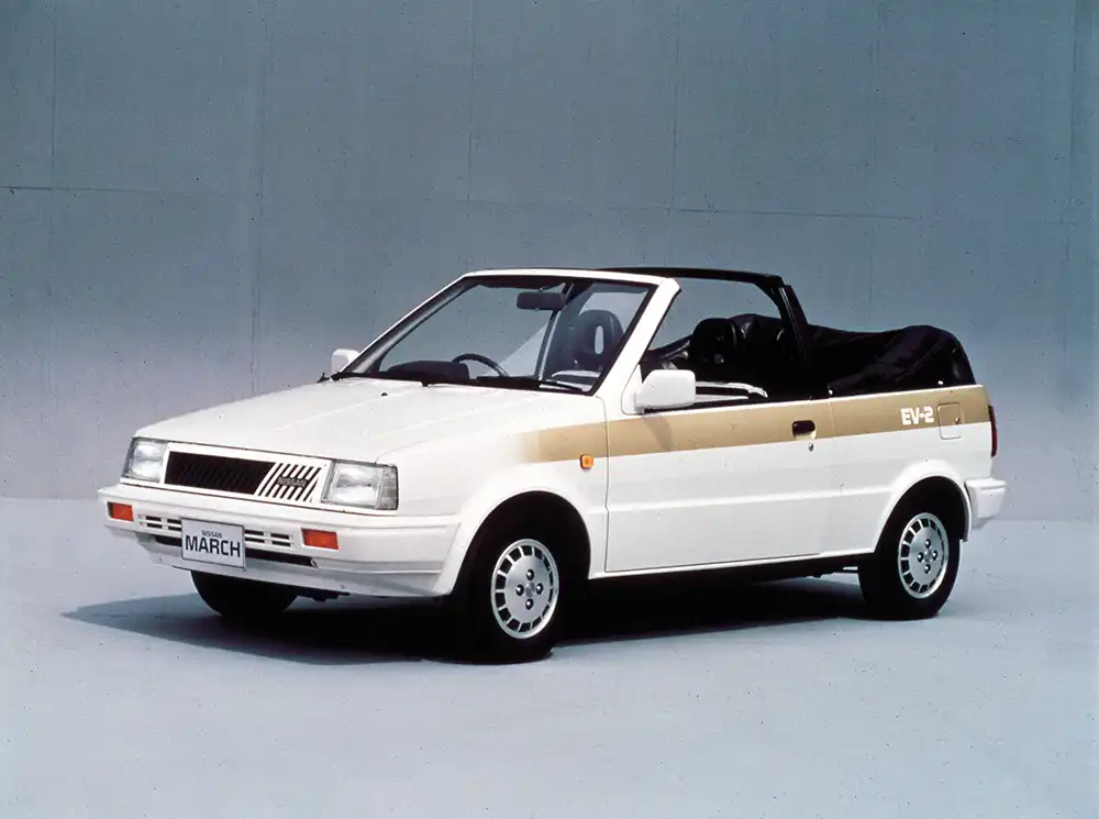 Zu früh elektrifiziert – das Nissan Micra K10 bzw. March EV Convertible fuhr 1987 seiner Zeit zu weit voraus. Foto: Nissan