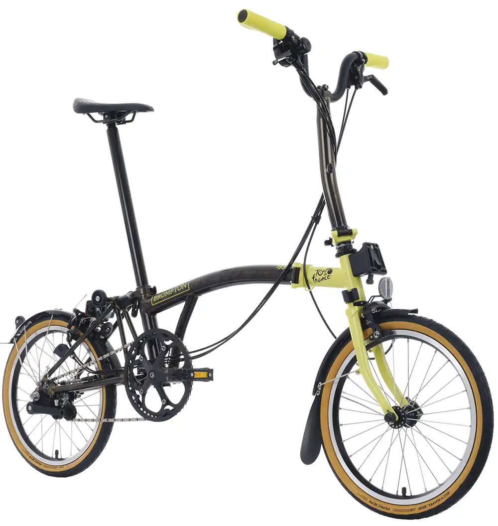 Alternativ gibt es das P-Line mit Titan-Gabel und -Hinterbau und "Grünes Trikot"-Styling. Foto: Brompton