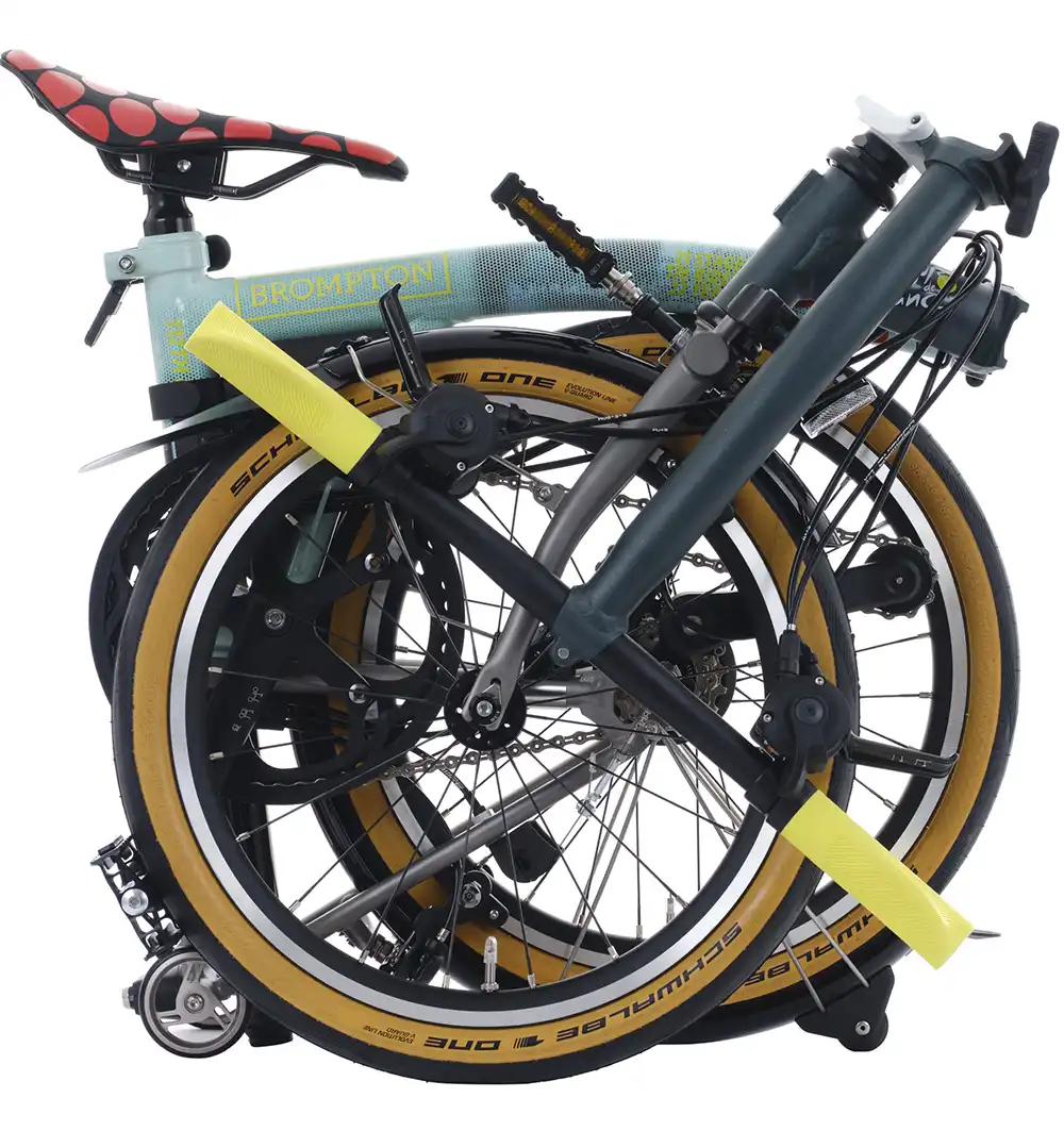 Die "Tour de France"-Modelle lassen sich wie jedes Brompton besonders kompakt zusammenfalten. Foto: Brompton