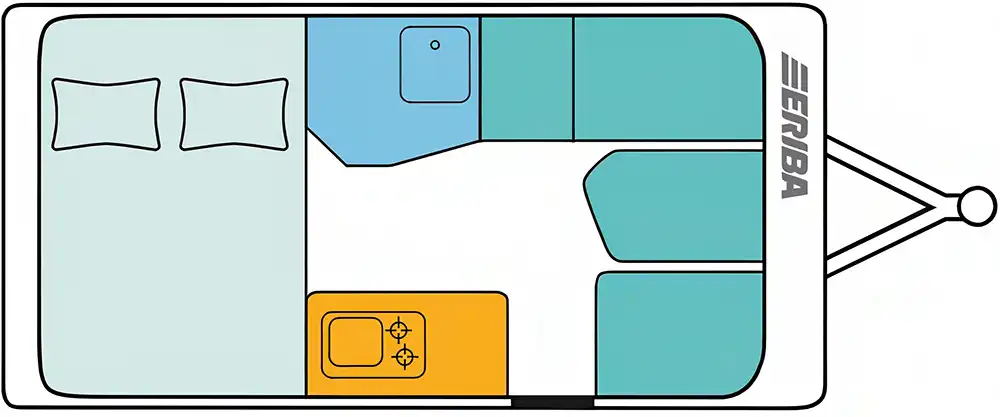 Das Basismodell kommt mit Querbett im Heck. Foto: Eriba