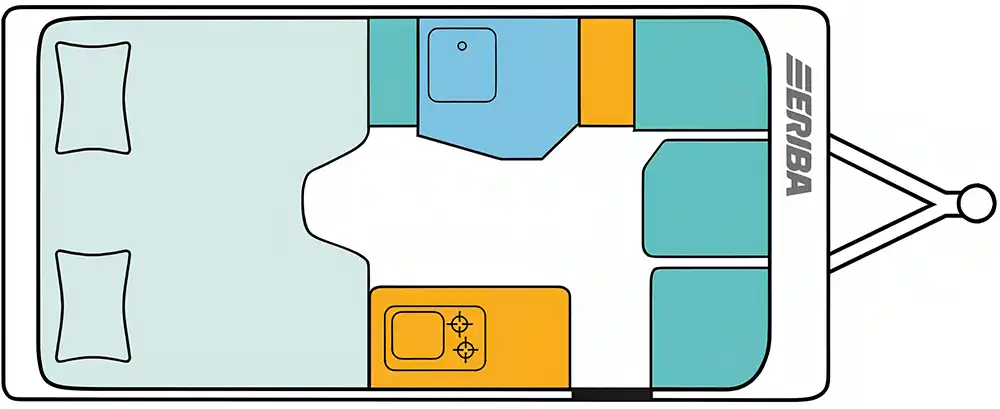 Die Feeling-Baureihe umfasst drei Grundrisse mit Gesamtlängen von 6,03 bis 6,64 Metern (Aufbaulängen 4,88 – 5,48 m). Foto: Eriba