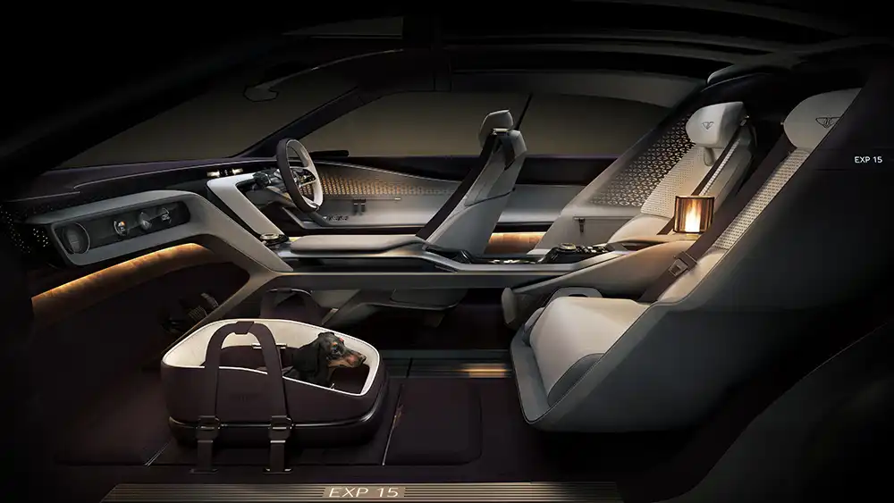 Innen im Bentley EXP 15 finden sich drei Sitze. Foto: Bentley