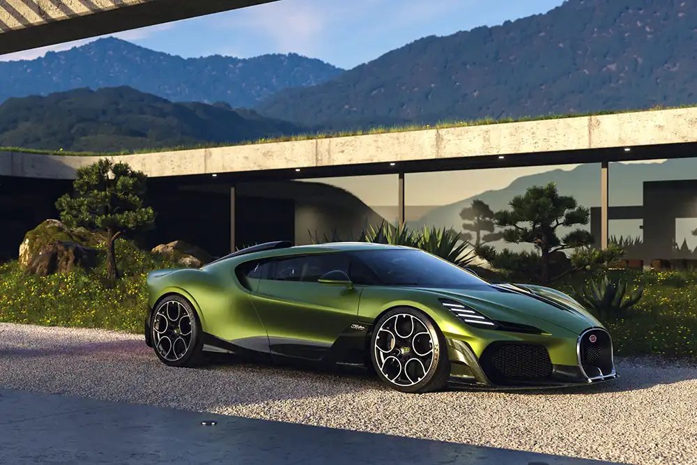 Über die mögliche Höchstgeschwindigkeit hüllt sich Bugatti in Schweigen. Über 400 km/h werden es in jedem Fall sein. Foto: Bugatti