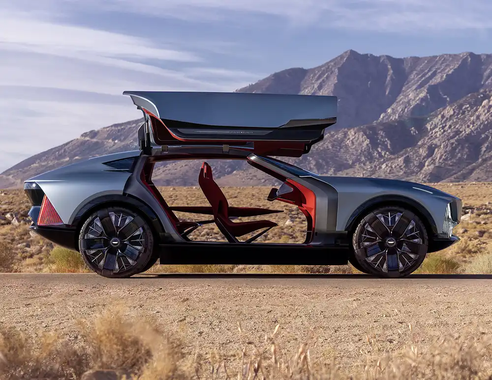 Cadillac Elevated Velocity: Auf B-Säulen wurde verzichtet, was für eine großzügigere Einstiegsöffnung sorgt. Foto: Cadillac