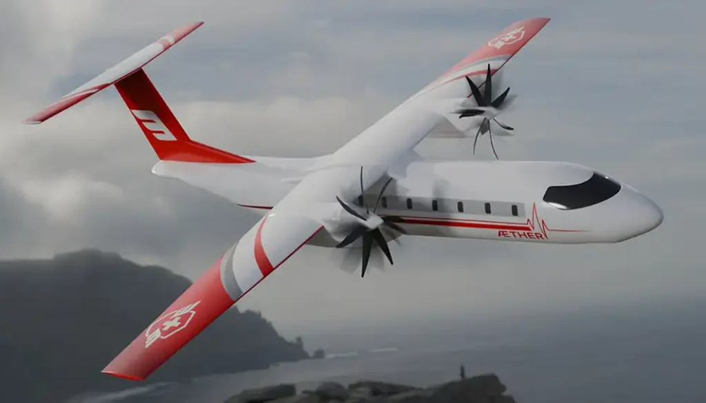 AETHER ist ein vielseitiges zweimotoriges Turboprop-Rettungsflugzeug für den Transport von bis zu 19 Patienten. Foto: FH Aachen/AETHER