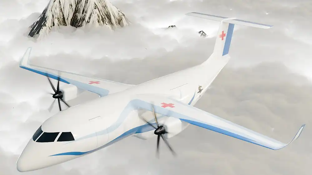 ASCLERA ist ein medizinisches Evakuierungs- und Ambulanzflugzeug, das bis zu 15 Patienten über eine Reichweite von 2.500 Kilometern transportieren kann. Foto: FH Aachen/AETHER