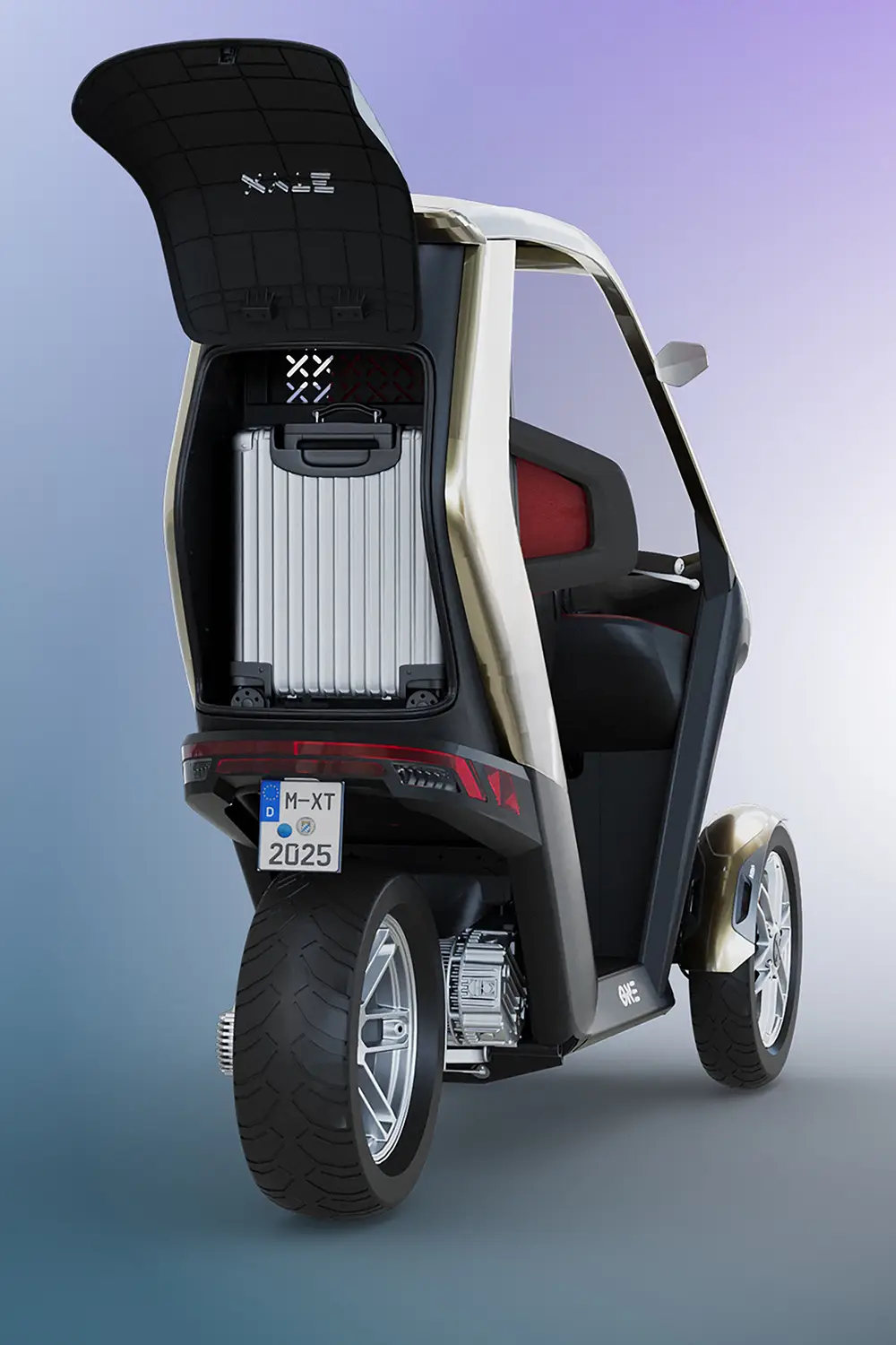 In den Kofferraum des One lässt sich zum Beispiel ein Trolley verfrachten. Foto: XYTE Mobility