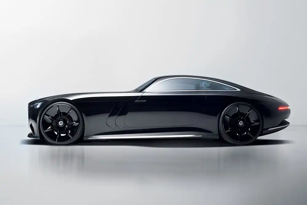 Imposant sind vor allem die Proportionen mit einem gestreckten Vorderwagen und dem weit nach hinten versetztem Greenhouse. Foto: Mercedes-Benz