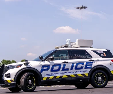 Mit dem Police Unmanned Ground vehicle (PUG) wird zum ersten Mal in den USA ein unbemannter Streifenwagen eingesetzt. Foto: Policing Lab